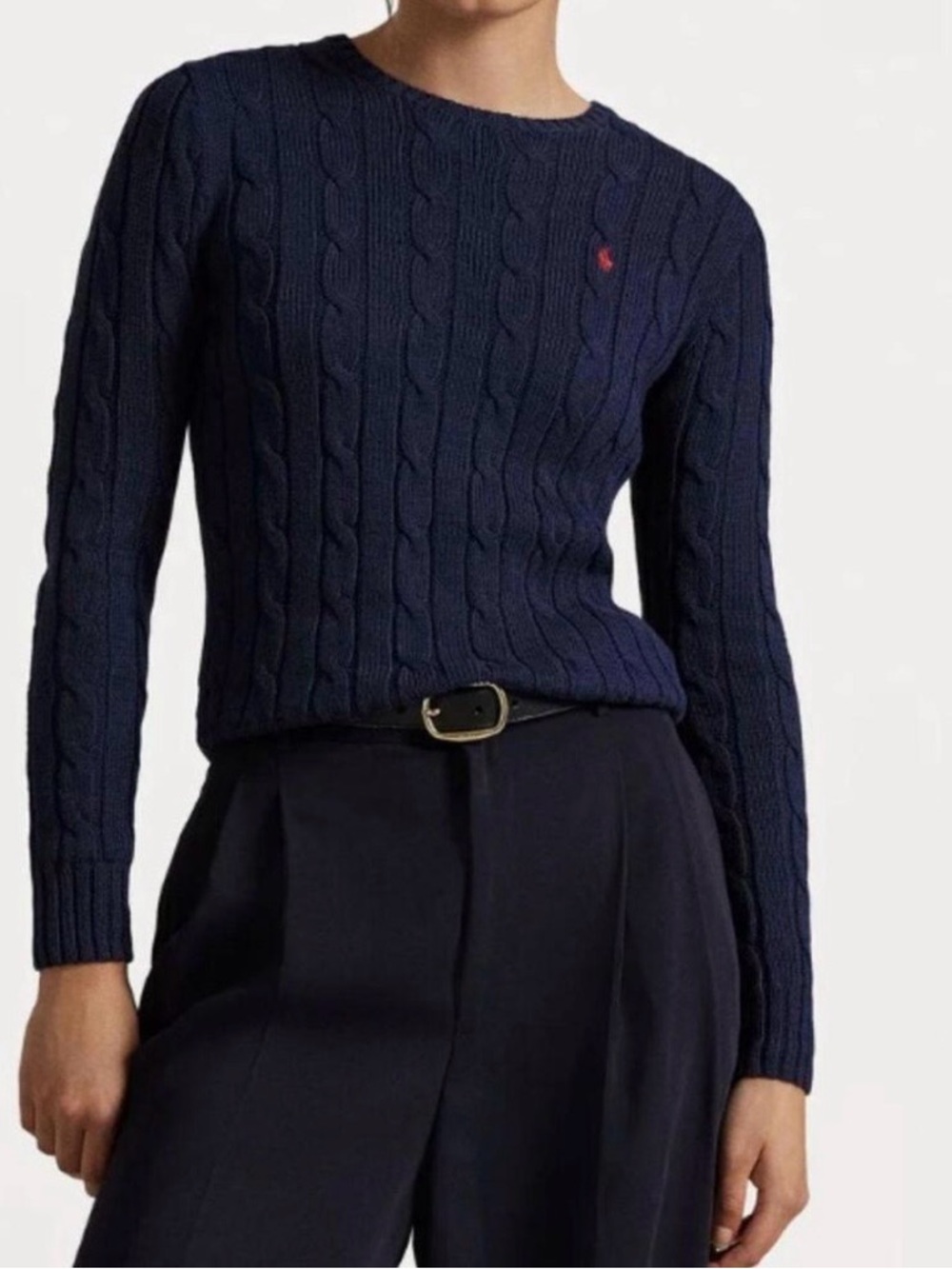 Polo Ralph Lauren Cable Knit Crew Neck Sweater Navy Size Large